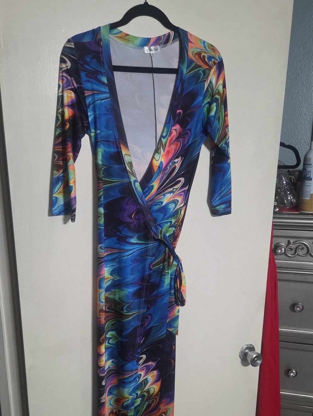 Women's Peacock Wrap Maxi Dress